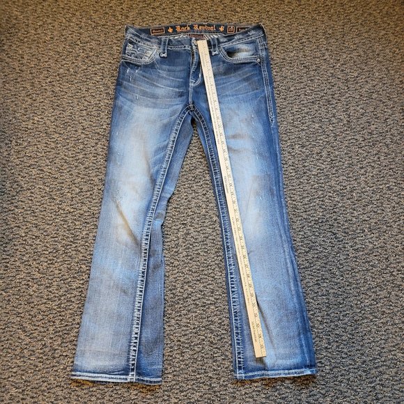 Rock Revival Mandell Easy Boot Jeans Size 29 Embroidered Pocket Rocks - Picture 8 of 15